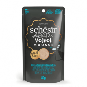 Schesir After Dark Velvet Mousse For Cat - Chicken With Quile Egg 80g (Min Order- 12 Pouch)