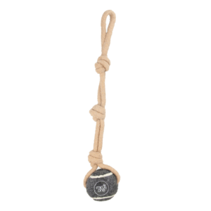 Dog Tennis Ball Rope Toy - single grey