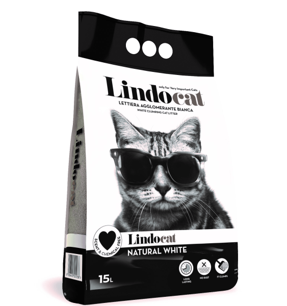 Lindocat White Bentonite Natural White Cat Litter – Fragrance Free, 15L