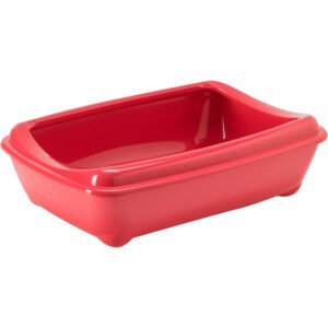 Moderna Arist-O-Tray Cat Litter Tray (With Rim, M) 43 x 30.9 x 12.3cm – Spicy Coral