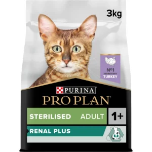 Pro Plan Sterilised Adult Renal Plus Dry Cat Food With Turkey, 3 Kg
