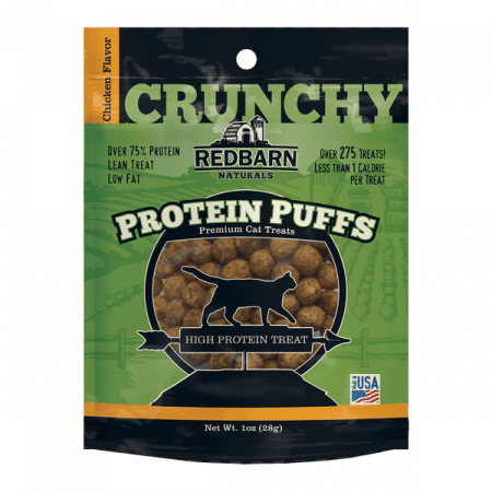 700085_ppuffs-cat-chicken_package-front_rgb72dpi-600x600-1.png Redbarn Protein Puffs Chicken Flavour Cat Treat - 28G - Image 1