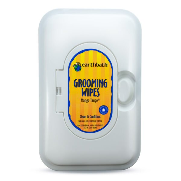 Earthbath-Grooming-Mango-Tango-600x600-1.jpg EarthbathGrooming Wipes, Mango Tango, Cleans & Conditions, 100 Ct Re-Sealable Container - Image 1