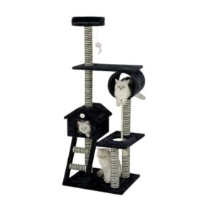 Go Pet Club - 60″ Black Cat Tree Condo with Sisal Covered Posts