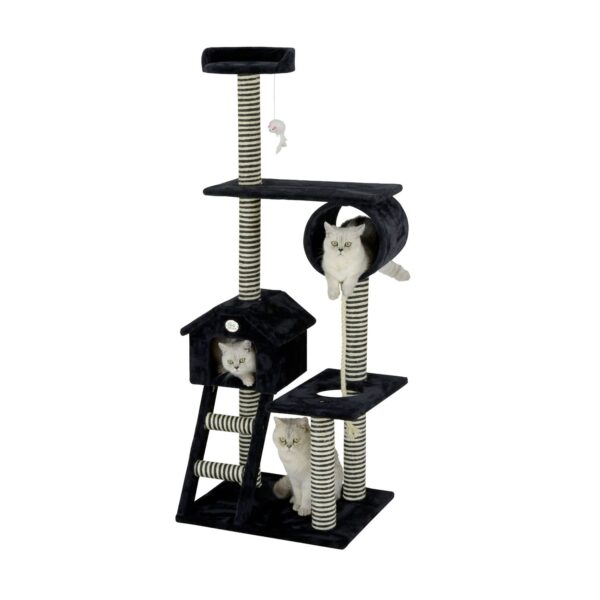 F44-1-600x600-1.jpg Go Pet Club - 60″ Black Cat Tree Condo with Sisal Covered Posts - Image 1