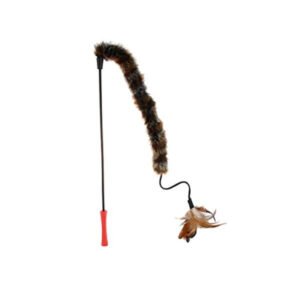 Feather Teaser With Natural Plush Tail And Tpr Handle
