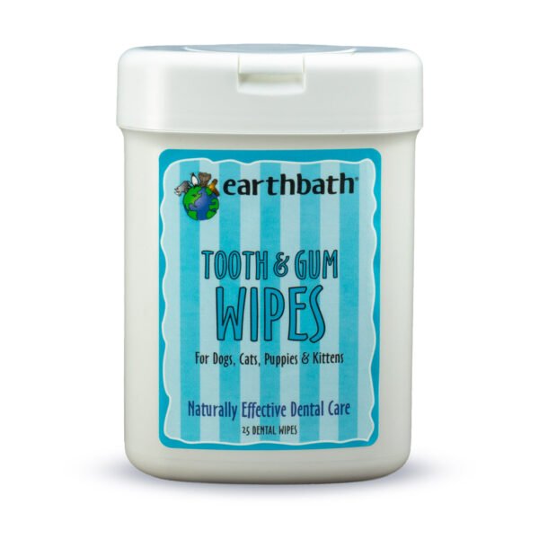 Tooth-Gum-Wipes-1-600x600-1.jpg EarthbathTooth & Gum Wipes, Peppermint & Baking Soda For Dogs, Cats, Puppies & Kittens, 25 Ct Re-Sealable Package - Image 1