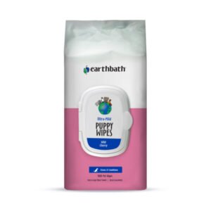 Earthbathâ® Ultra-Mild Puppy Wipes, Wild Cherry, Cleans & Conditions, 100 Ct Plant-Based Wipes In Re-Sealable Pouch