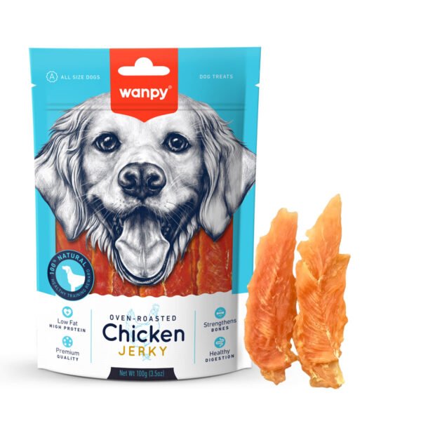 Wanpy-Chicken-Jerky-600x600-1.jpg Wanpy Chicken Jerky - 100g - Image 1