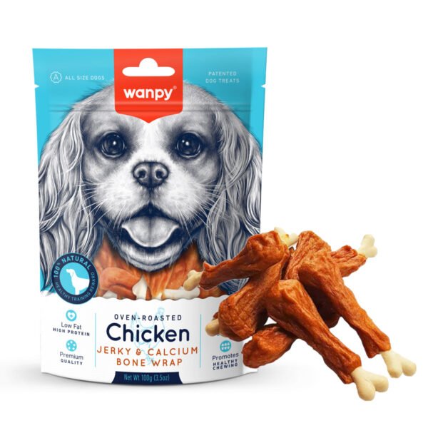 Wanpy-Chicken-Jerky-calcium-wrap-600x600-1.jpg Wanpy Chicken Jerky and Calcium Bone - Image 1