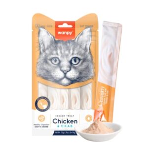 Wanpy Creamy Lickable Cat Treats - - Chicken & Crab (14gx5)