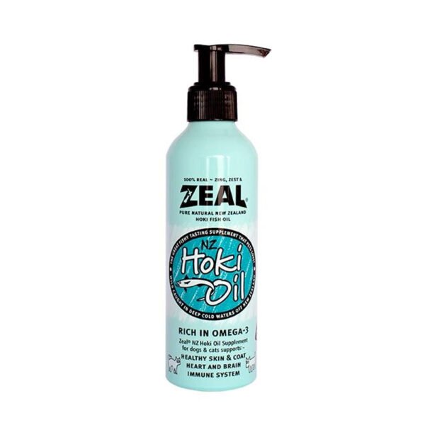 Zeal_Hoki_Fish_Oil-2-600x600-1.jpg Zeal Natural Hoki Fish Oil Supplement For Cats & Dogs (225Ml) - Image 1