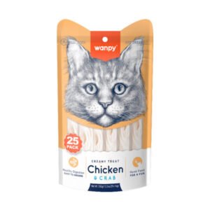 Wanpy Creamy Lickable Cat Treats - - Chicken & Crab (14g x 25pc)