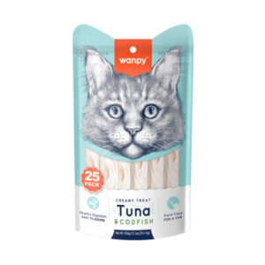 Wanpy Creamy Lickable Cat Treats - - Tuna & Codfish (14g x 25pc)
