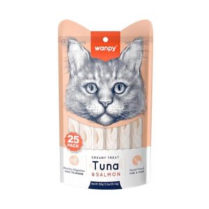 Wanpy Creamy Lickable Cat Treats - - Tuna & Salmon (14g x 25pc)