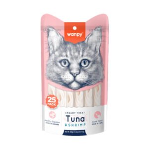 Wanpy Creamy Lickable Cat Treats - - Tuna & Shrimp (14g x 25pc)