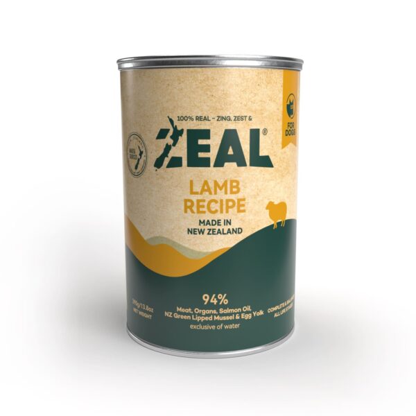 zeal-dog-lamb-390-1-600x600-1.jpg Zeal Grain Free Canned Dog Food - 390g - (Lamb Recipe) - Image 1