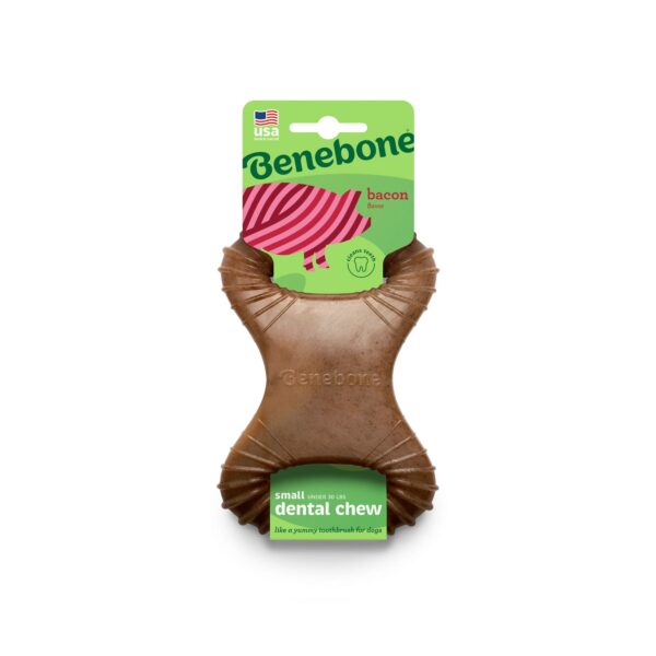 Benebone-Dog-Chew-Toy-Bacon-S-600x600-1.jpg Benebone Dental Dog Chew Toy - Chicken - Bacon-Small - Image 1