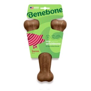 Benebone Wishbone Dog Chew Toy - - Bacon-Large