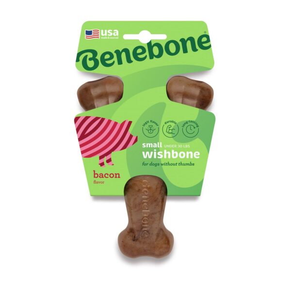 Benebone-Wishbone-Bacon-S-1-600x605-1.jpg Benebone Wishbone Dog Chew Toy - - Bacon-Small - Image 1