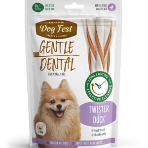 Dog Fest Dental Treats For Adult Dogs -Twister - Duck 80g (9cm)