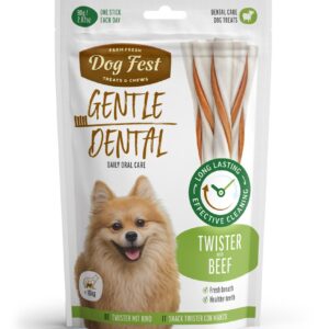 Dog Fest Dental Treats For Adult Dogs -Twister - Beef 80g (9cm)