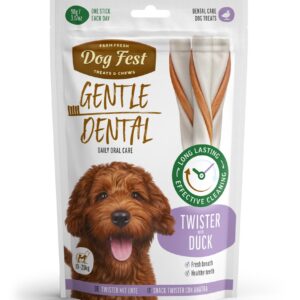 Dog Fest Dental Treats For Adult Dogs -Twister -Duck 90g (13cm)