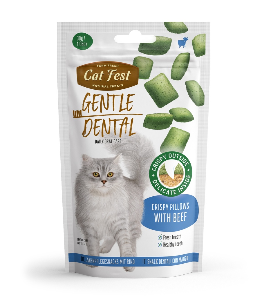 79212716 Cat Fest Dental Treats For Cats -Crispy Pillows -Beef 30g - Image 1