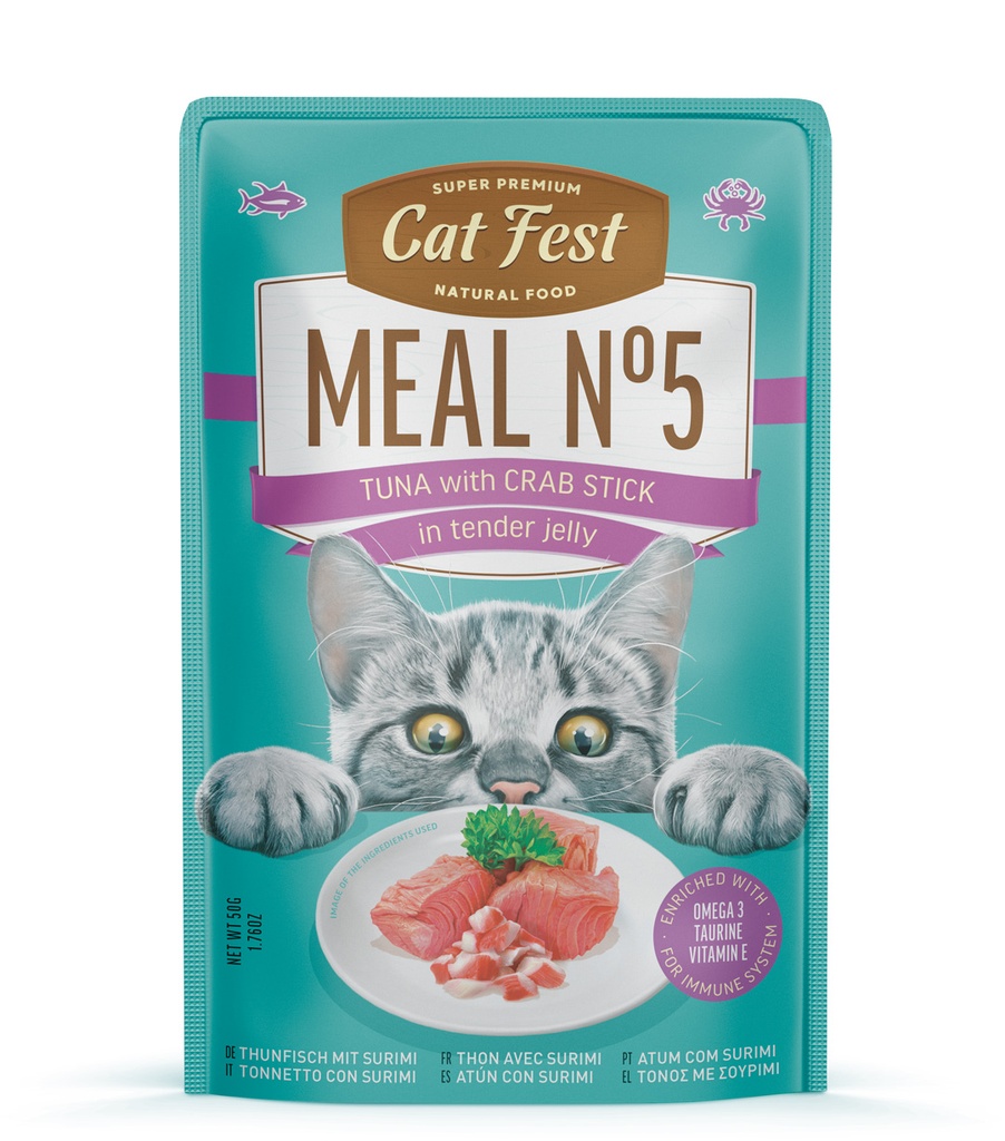 79217971 Cat Fest Meal No 5 Cat Food in Jelly-Tuna With Crab Stick 50g – Minimum Order:12pcs - Image 1