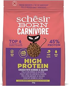 Schesir Born Carnivore Grain Free Oven Baked Dry Food [High-Protein] For Cat - Chicken with Herring & Salmon  1.25kg