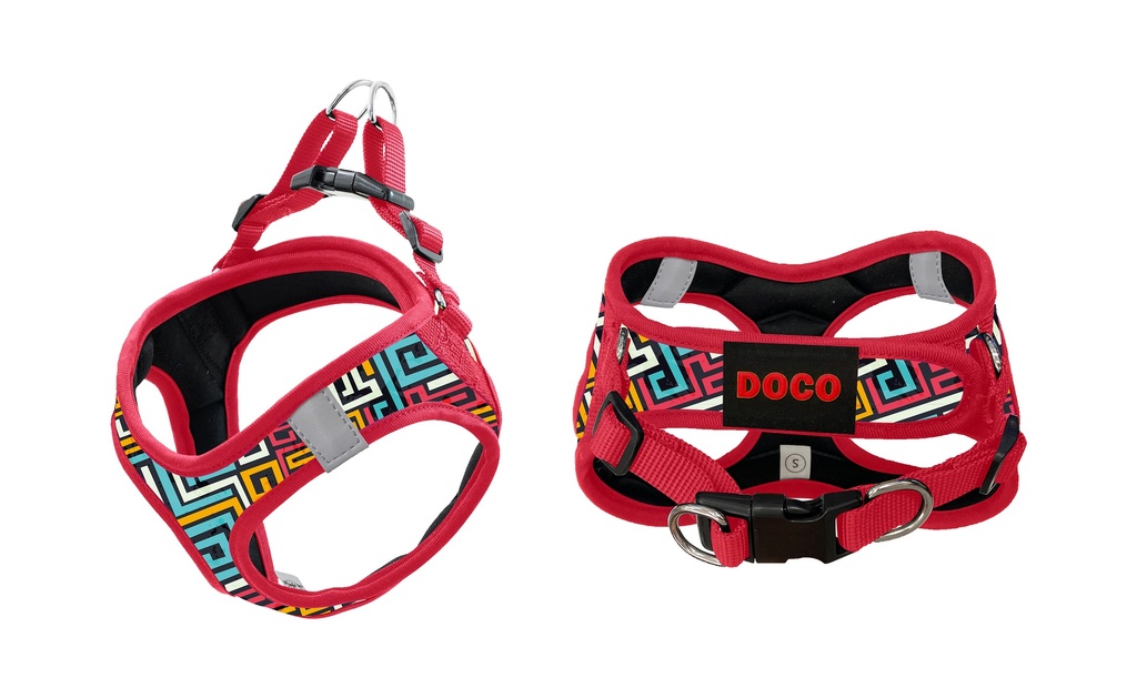DCF319-03M DOCO® Pattern Print Harness With 3D Foam Medium- 41-44cm / 4.5-7kg-Red - Image 1