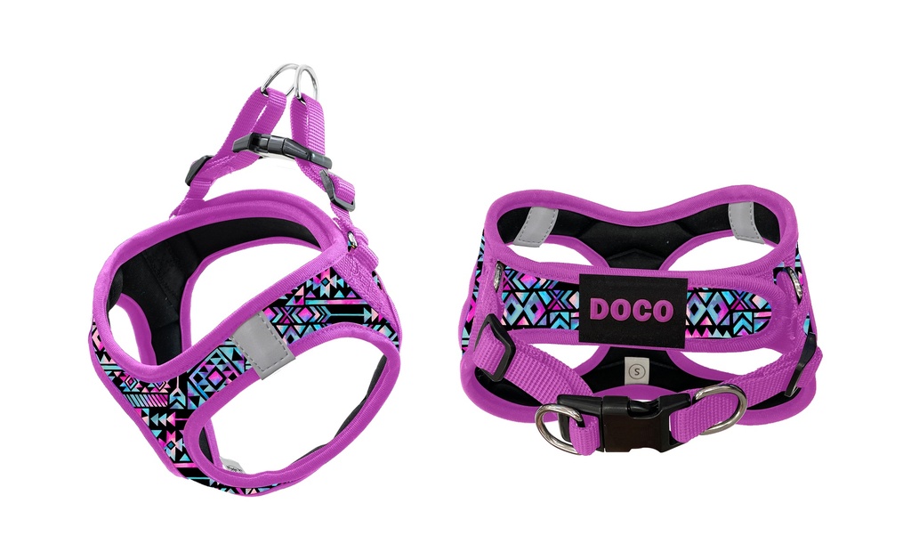 DCF319-06L DOCO® Pattern Print Harness With 3D Foam Large-47-50cm / 7-9kg-Purple - Image 1