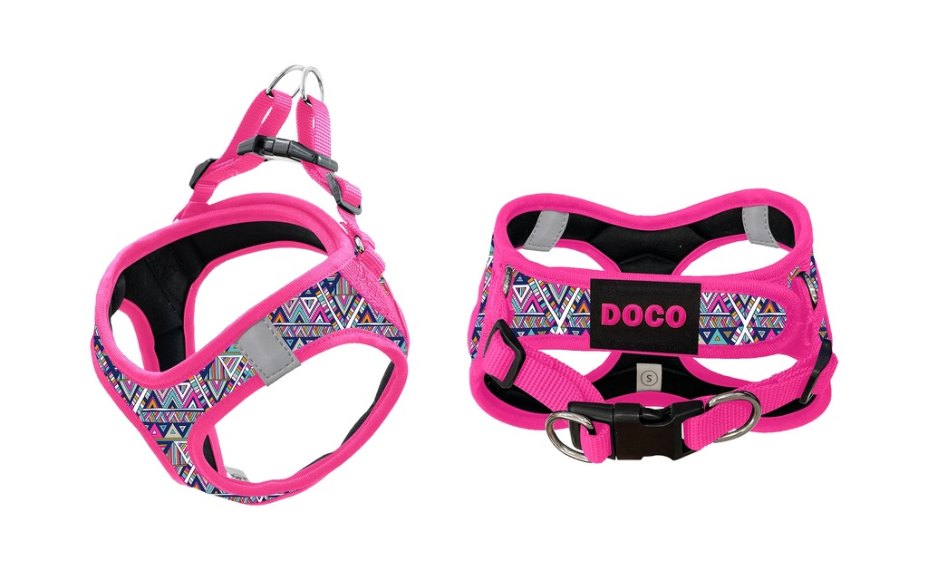DCF319-18L DOCO® Pattern Print Harness With 3D Foam Large-47-50cm / 7-9kg-Rasberry Pink - Image 1