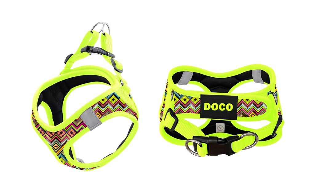 DCF319-S7L DOCO® Pattern Print Harness With 3D Foam Large-47-50cm / 7-9kg-Safety Lemon - Image 1