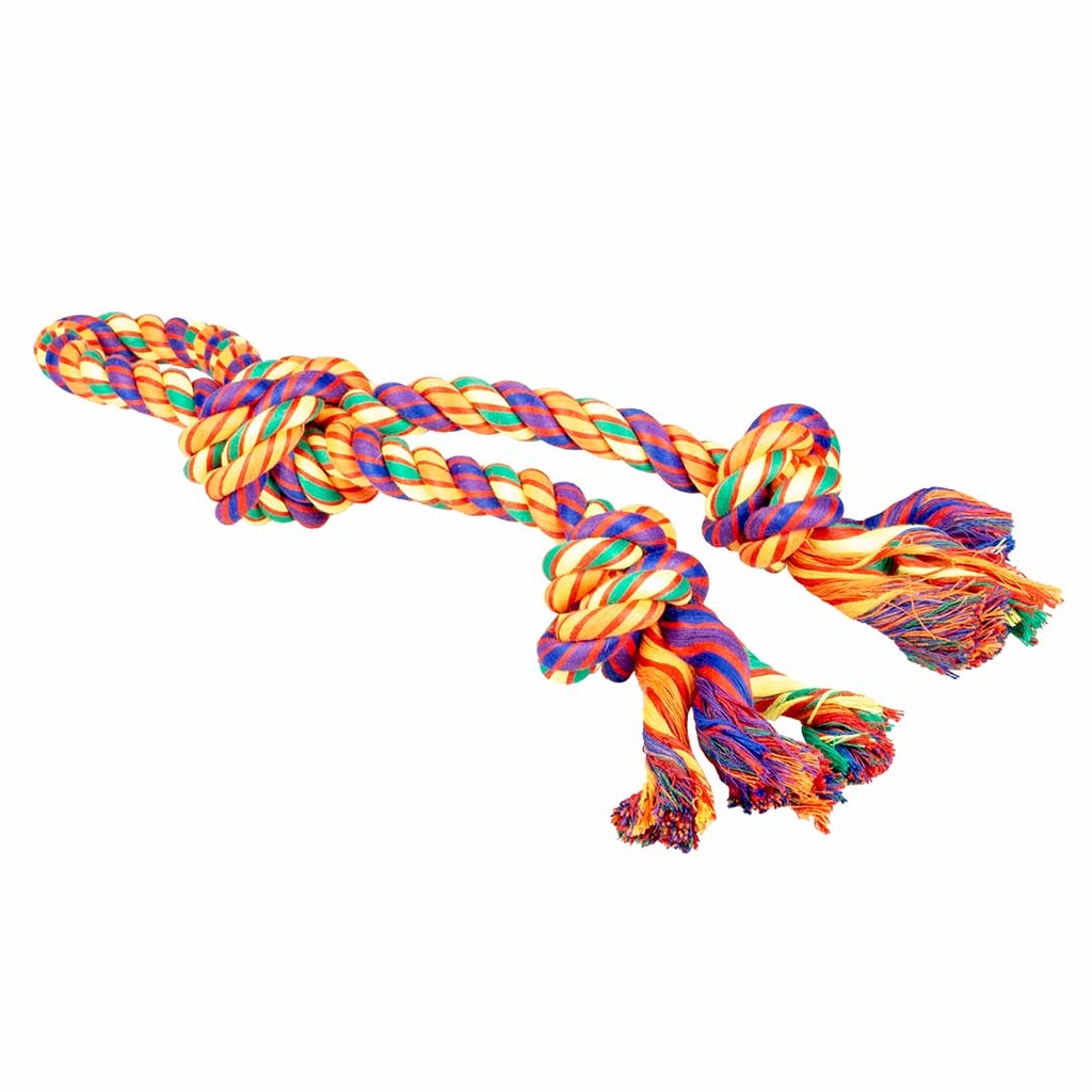 LR15798 Duvo+ Tug Toy-Multicolour Cotton Rope Loop With 3 knots-42x15x7cm - Image 1