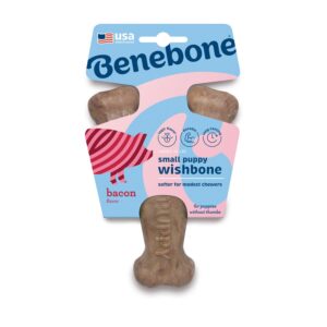 Benebone Puppy Wishbone Dog Chew Toy Bacon - Small