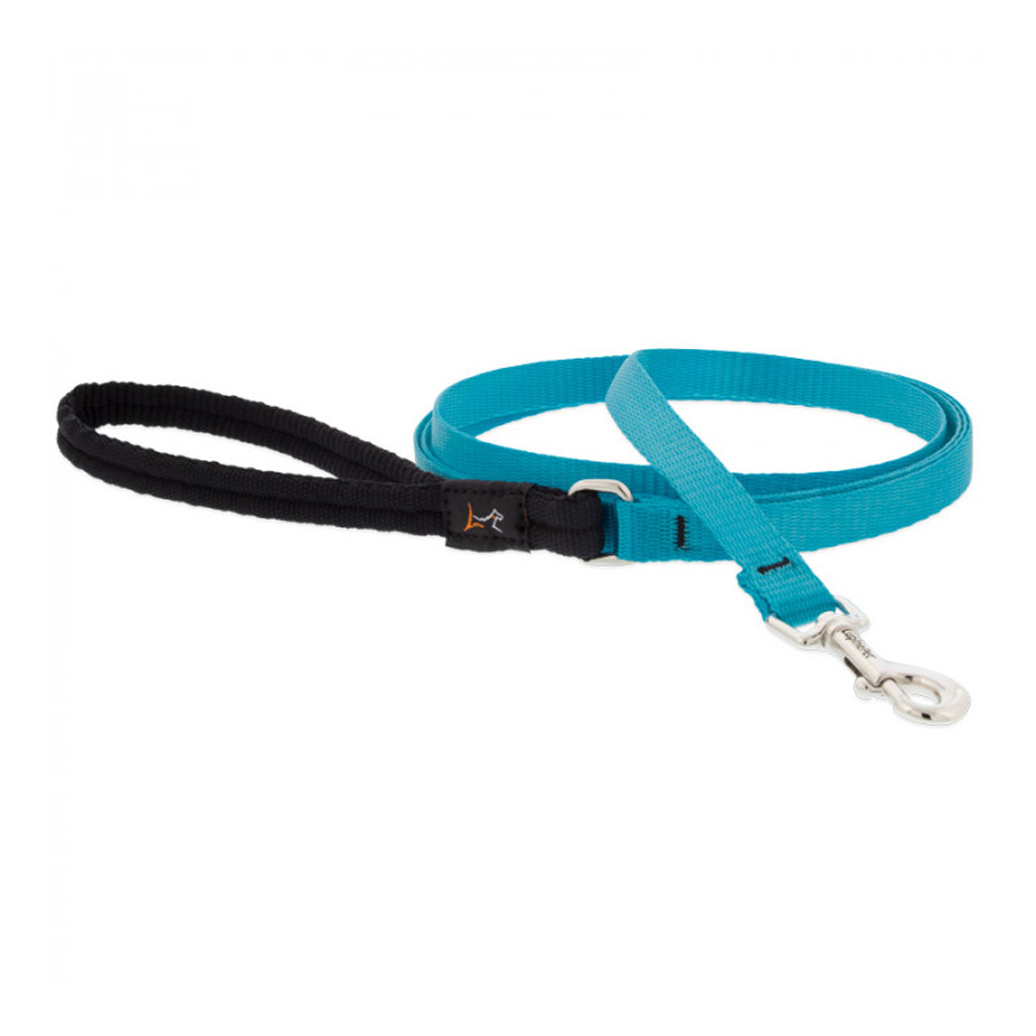 1 Basic Solids Padded Handle Dog Leash 4ft - 1" wide, Aqua - Image 1
