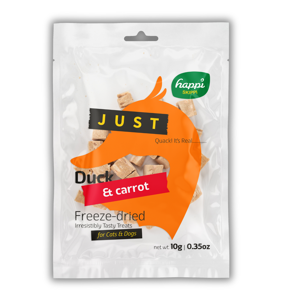 111111111 Happi Skippi Just Freeze-Dried Treat Duck&Carrot for Cats and Dogs 10g - Image 1