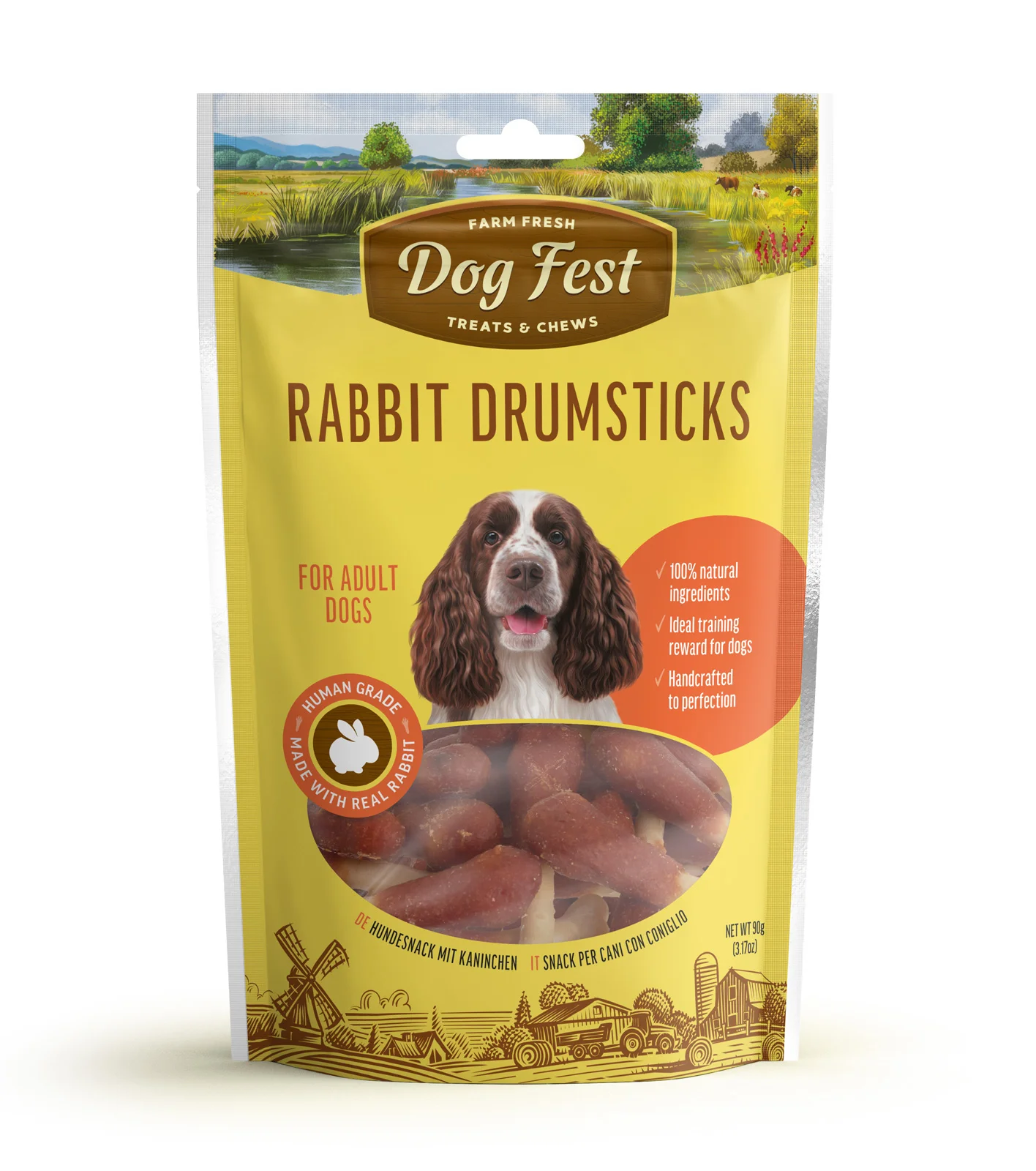 2 Dog Fest Rabbit Drumsticks For Adult Dogs 90g - Image 1