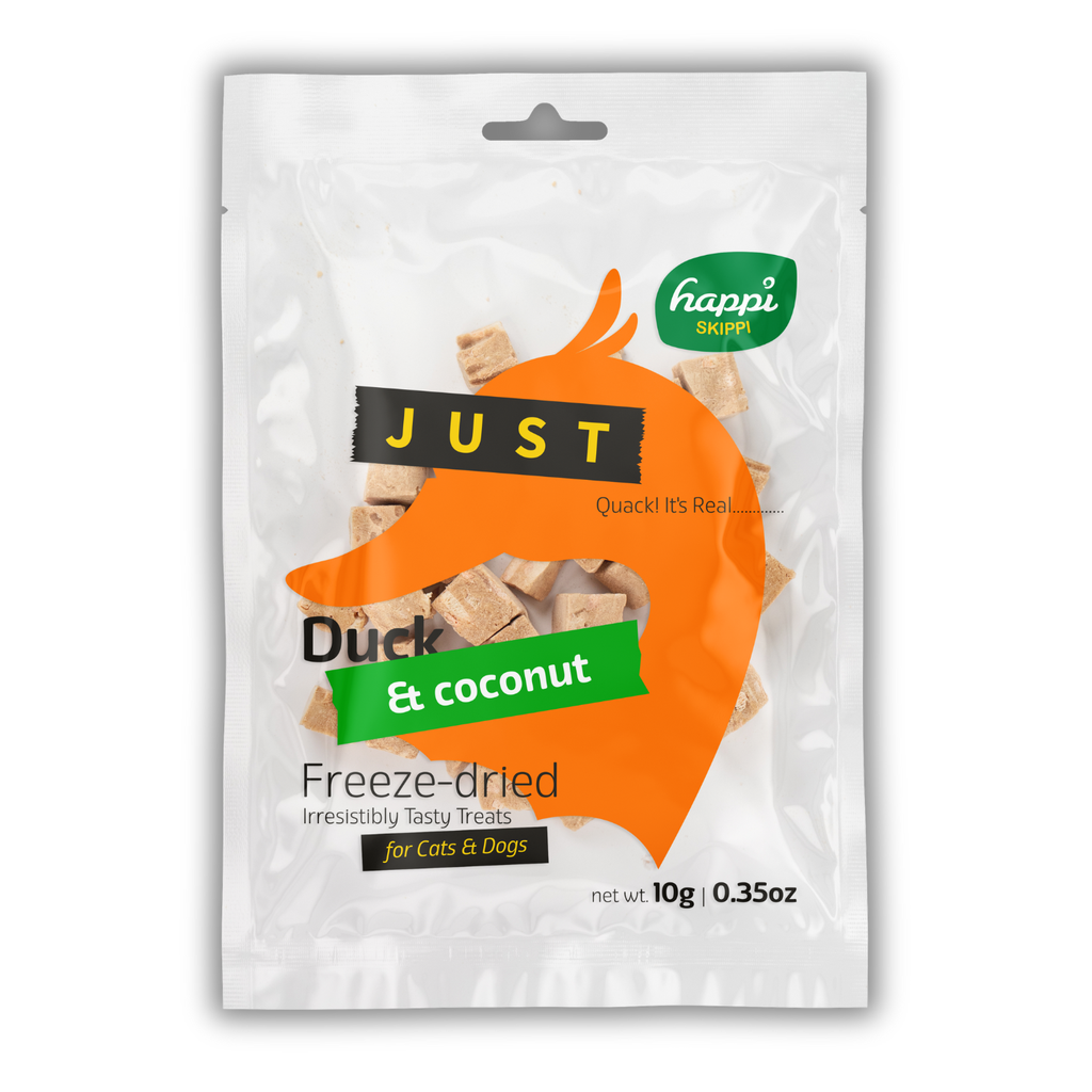 2222222222222222222222 Happi Skippi Just Freeze-Dried Treat Duck&Coconut for Cats and Dogs 10g - Image 1