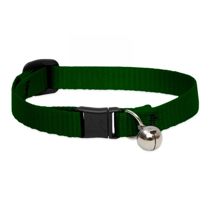 4 Basic Solids Safety Cat Collar with Bell - Green - Image 1