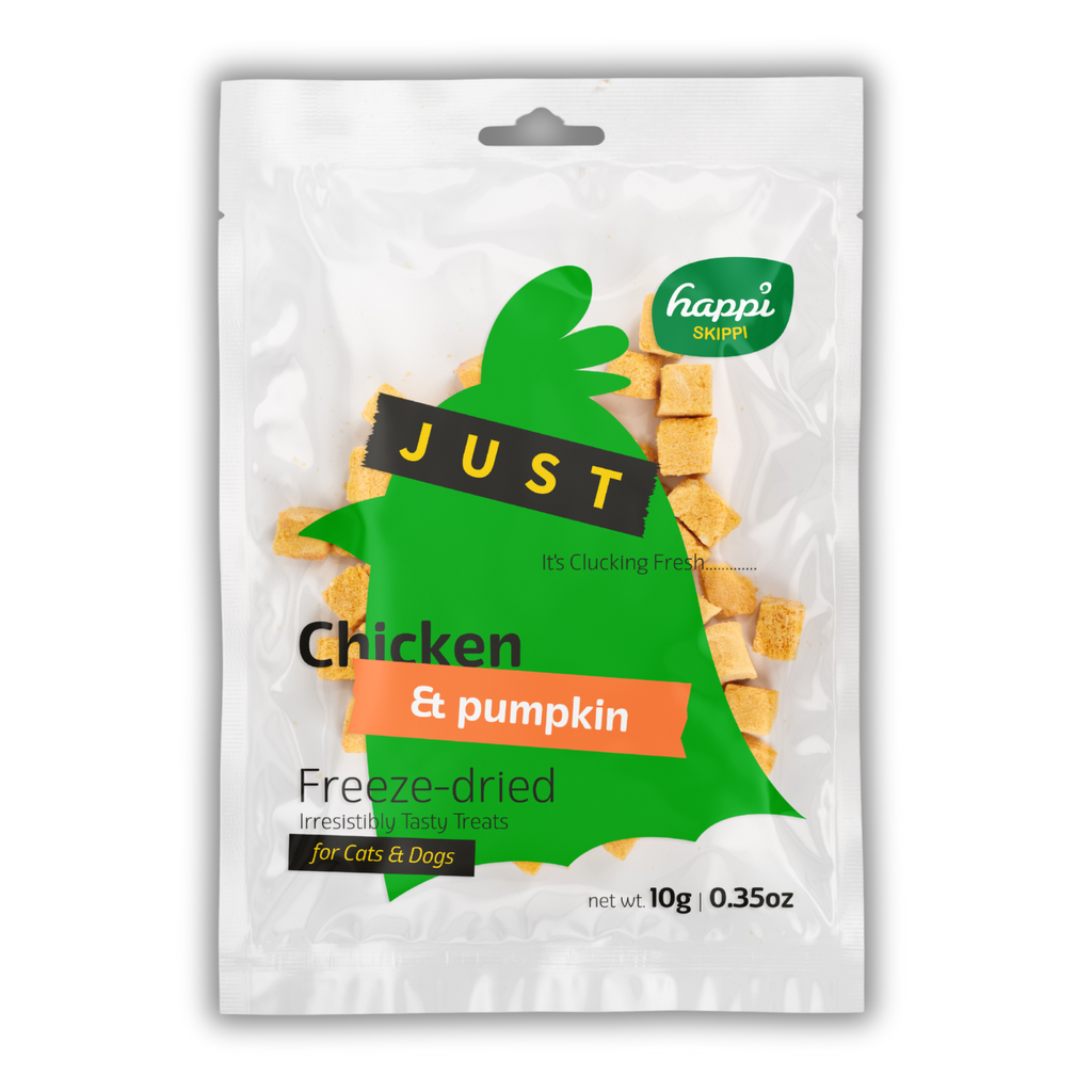 44444 Happi Skippi Just Freeze-Dried Treat Chicken&Pumpkin for Cats and Dogs 10g - Image 1