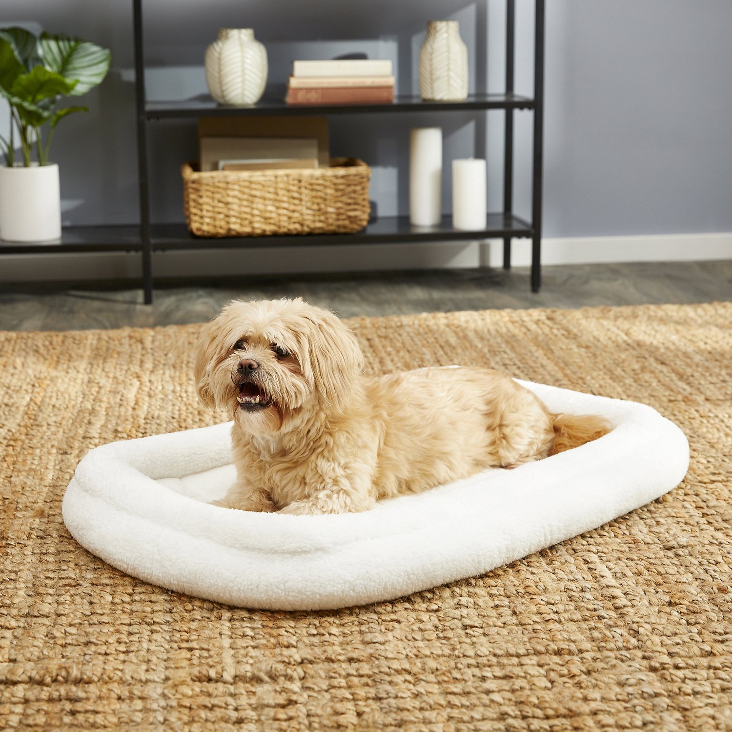 5 Quiet Time Deluxe Fleece Double Bolster Bed White - 30 inch - Image 1