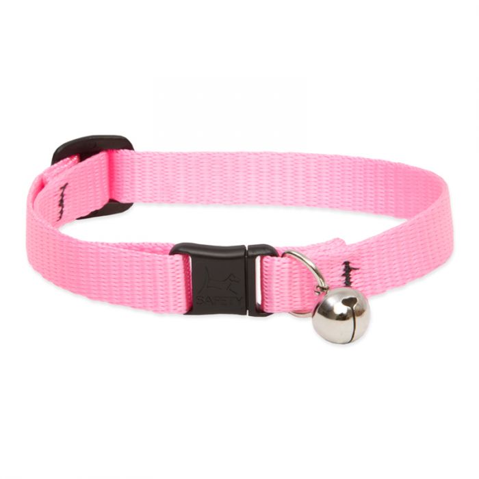 6 Basic Solids Safety Cat Collar with Bell - Pink - Image 1