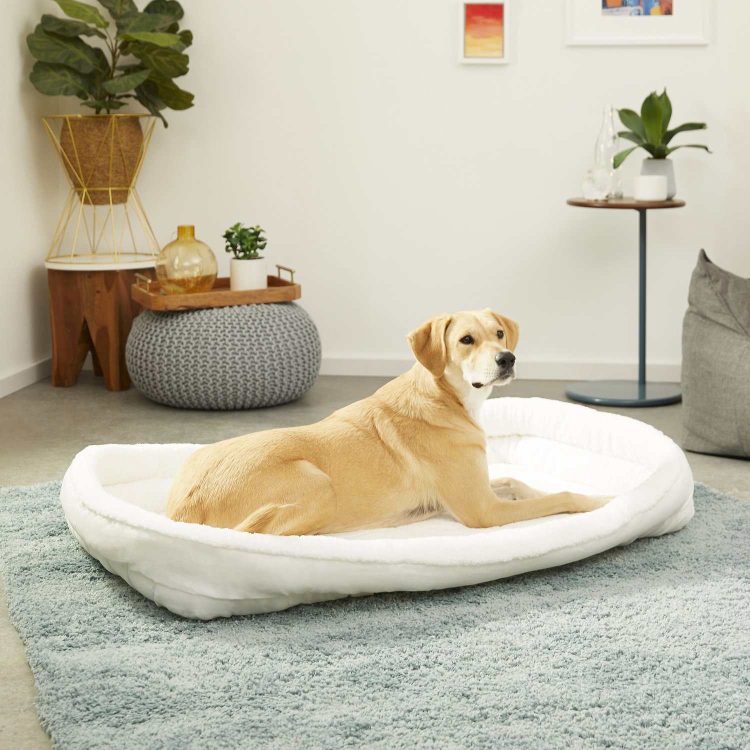 8 Quiet Time Deluxe Fleece Double Bolster Bed White - 48 inch - Image 1