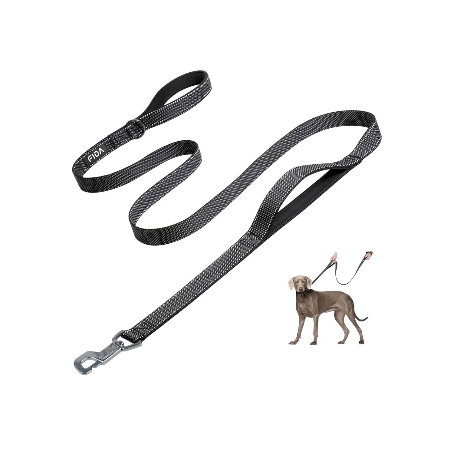 FIDA-Heavy-Duty-Dog-Leash-BLACK Fida Heavy Duty Dog Leash - 6ft, Black - Image 1