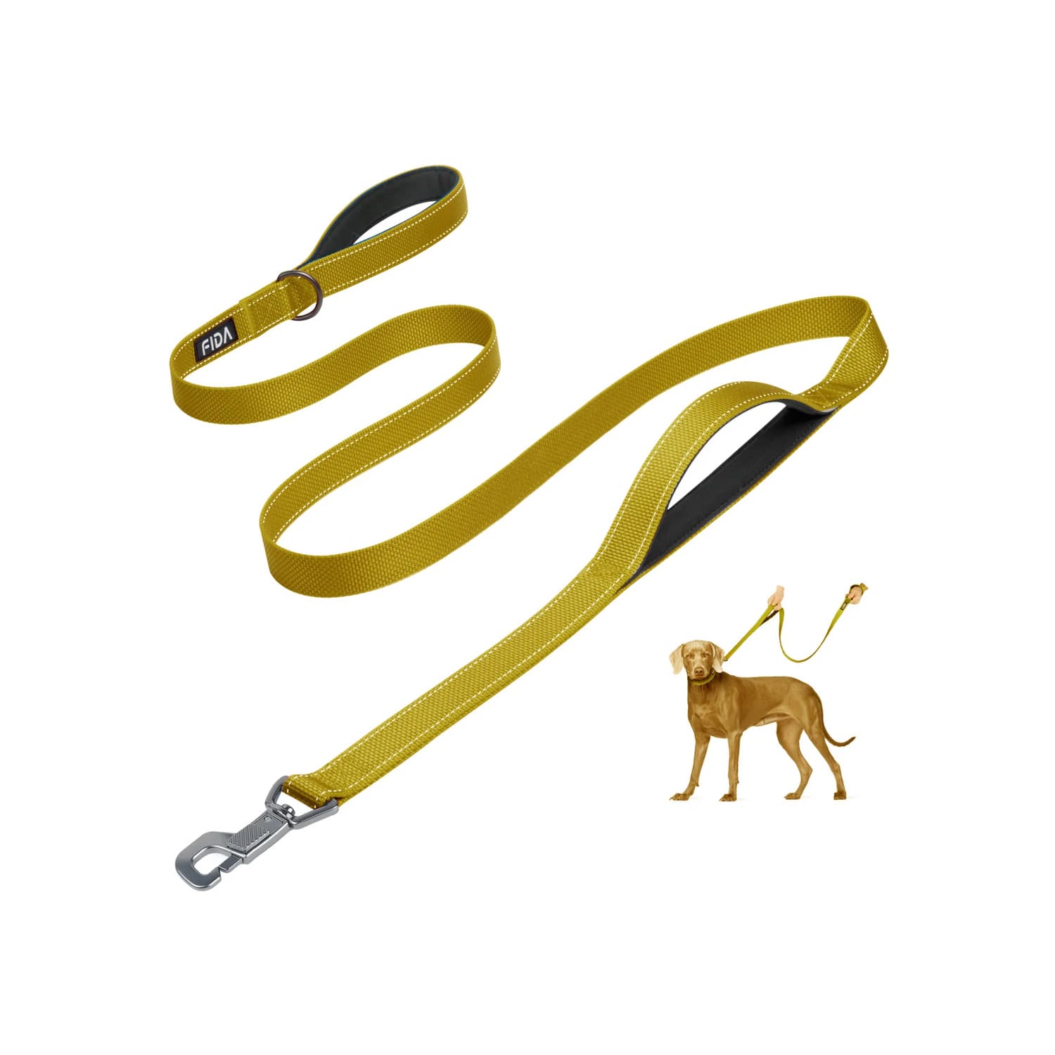 FIDA-Heavy-Duty-Dog-Leash-YELLOW1 Fida Heavy Duty Dog Leash - 6ft, Yellow - Image 1