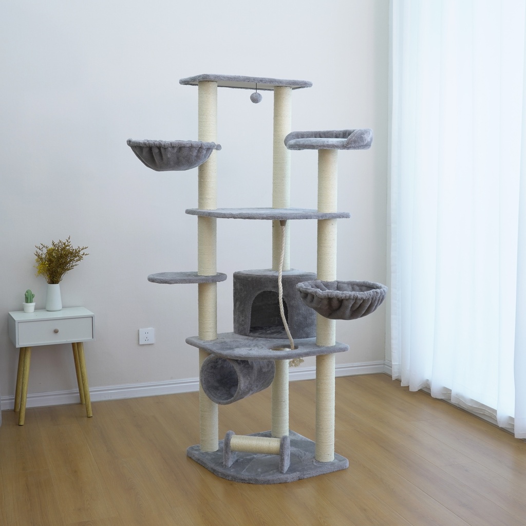HY241144 Catry Cat Tower With Scratcher 55x55x171cm - Image 1