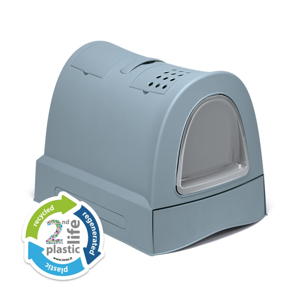 IM83450R Imac Zuma 2nd Life Plastic Cat Toilet with Sliding Tray, 57×43.5x73cm – Light Blue - Image 1