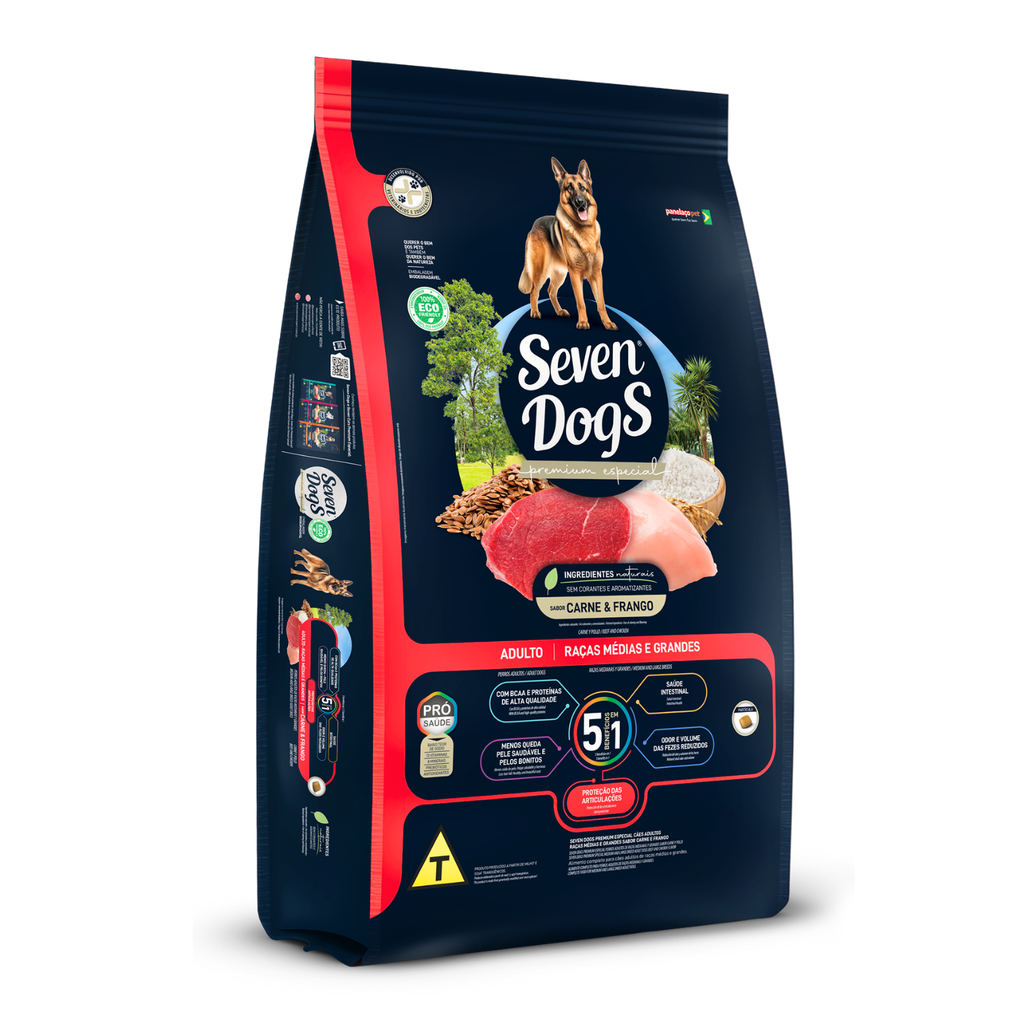 SDG2441 Seven Dogs Dog Food For Adult - Medium And Large Breeds-Beef & Chicken 14kg - Image 1